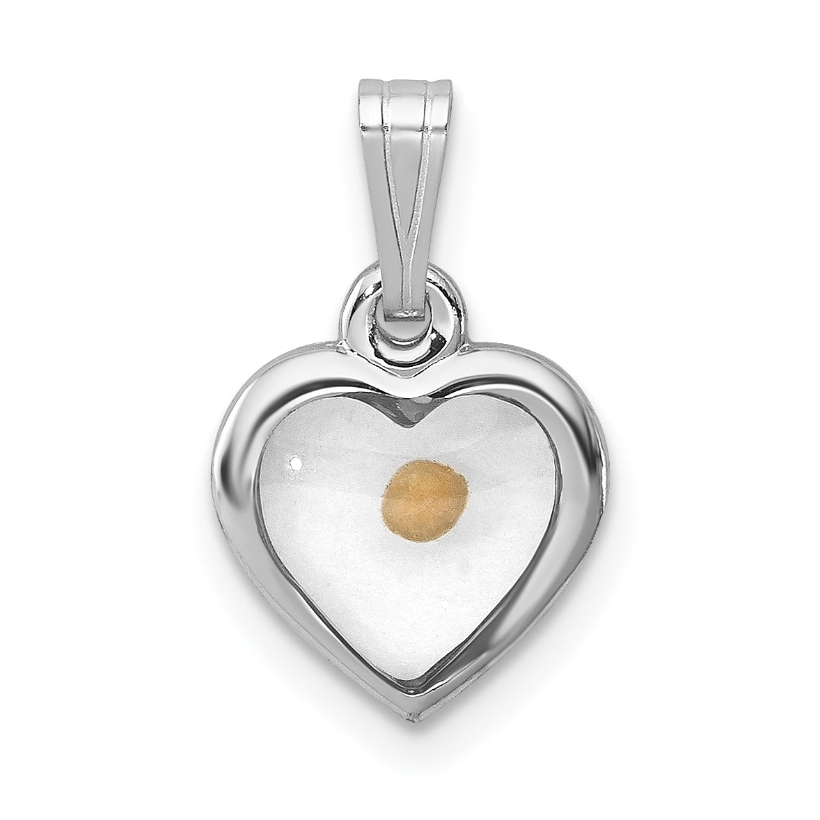 Sterling Silver Rhodium-plated Small Heart with Mustard Seed Pendant