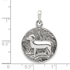 Sterling Silver 925 Aries Zodiac Pendant with Antique Finish