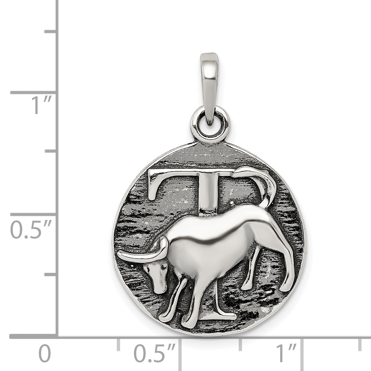 Sterling Silver 925 Taurus Zodiac Pendant with Antique Polished Finish