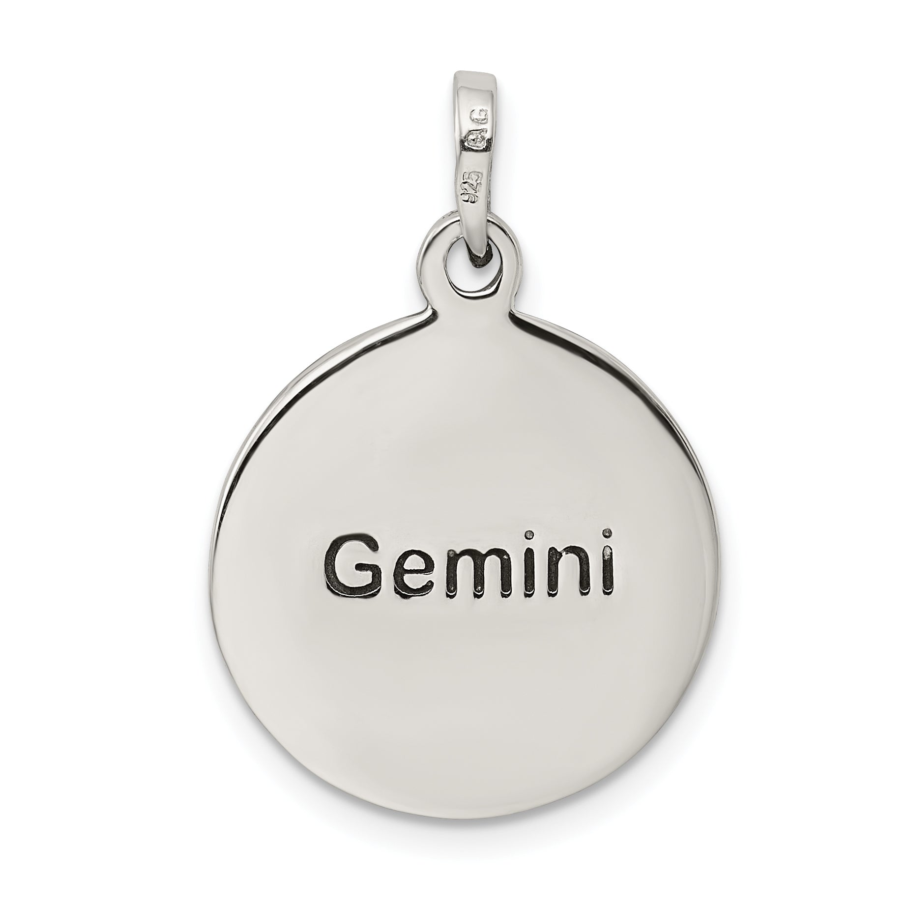 Sterling Silver 925 Gemini Zodiac Pendant with Antique Polished Finish