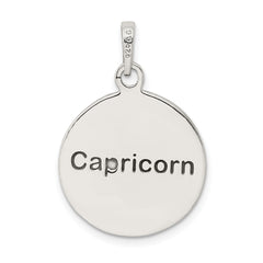 Sterling Silver 925 Capricorn Zodiac Pendant with Antique Finish