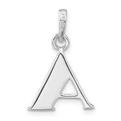 Unisex Sterling Silver Polished Initial A Pendant with Diamond-Cut Design