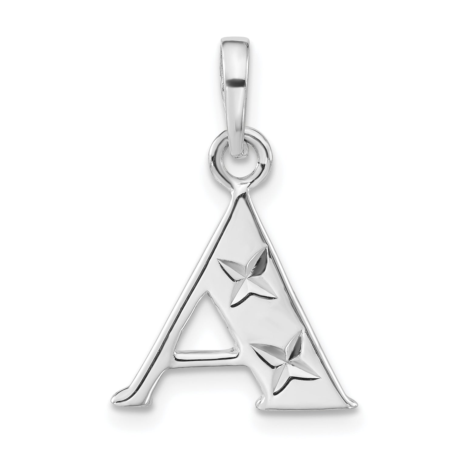 Sterling Silver Polished Diamond-cut Initial A Pendant