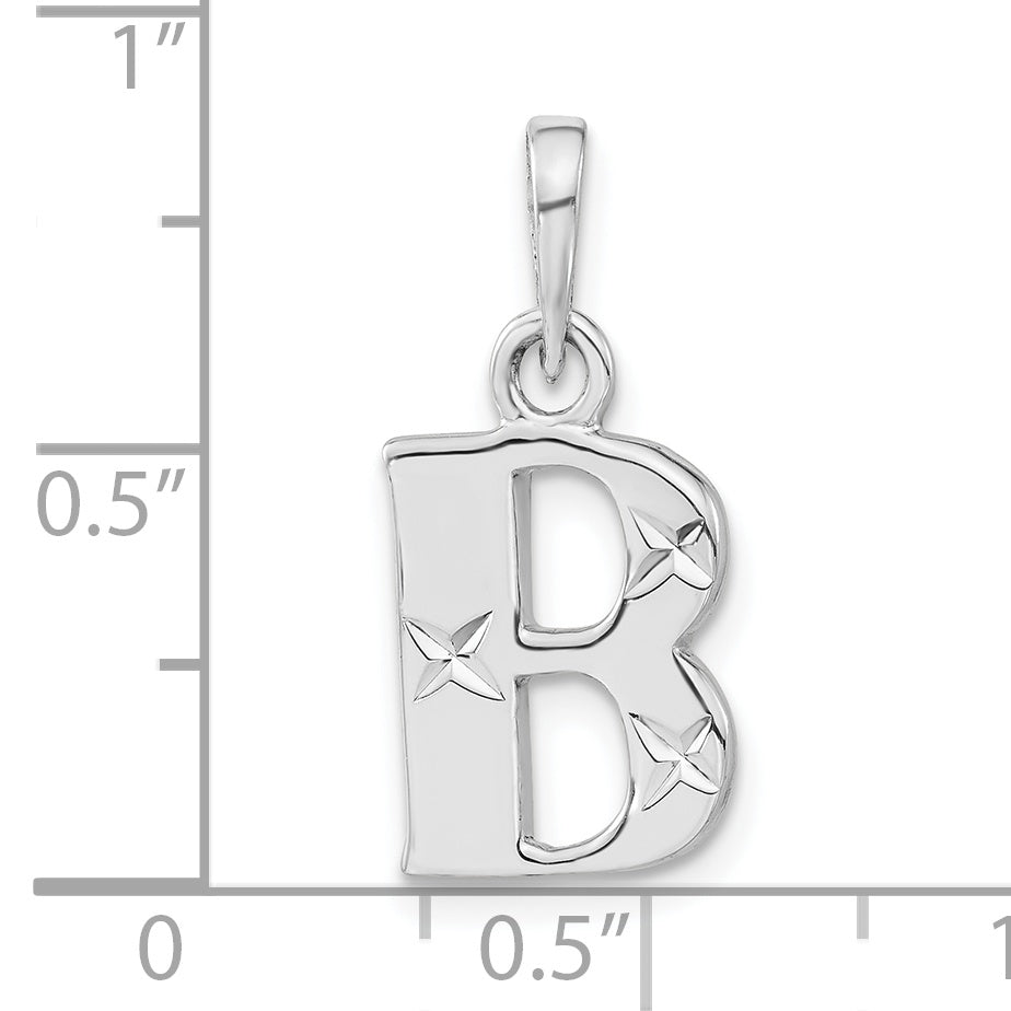 Sterling Silver 925 Initial B Pendant with Polished Diamond-Cut Design Unisex