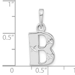 Sterling Silver 925 Initial B Pendant with Polished Diamond-Cut Design Unisex