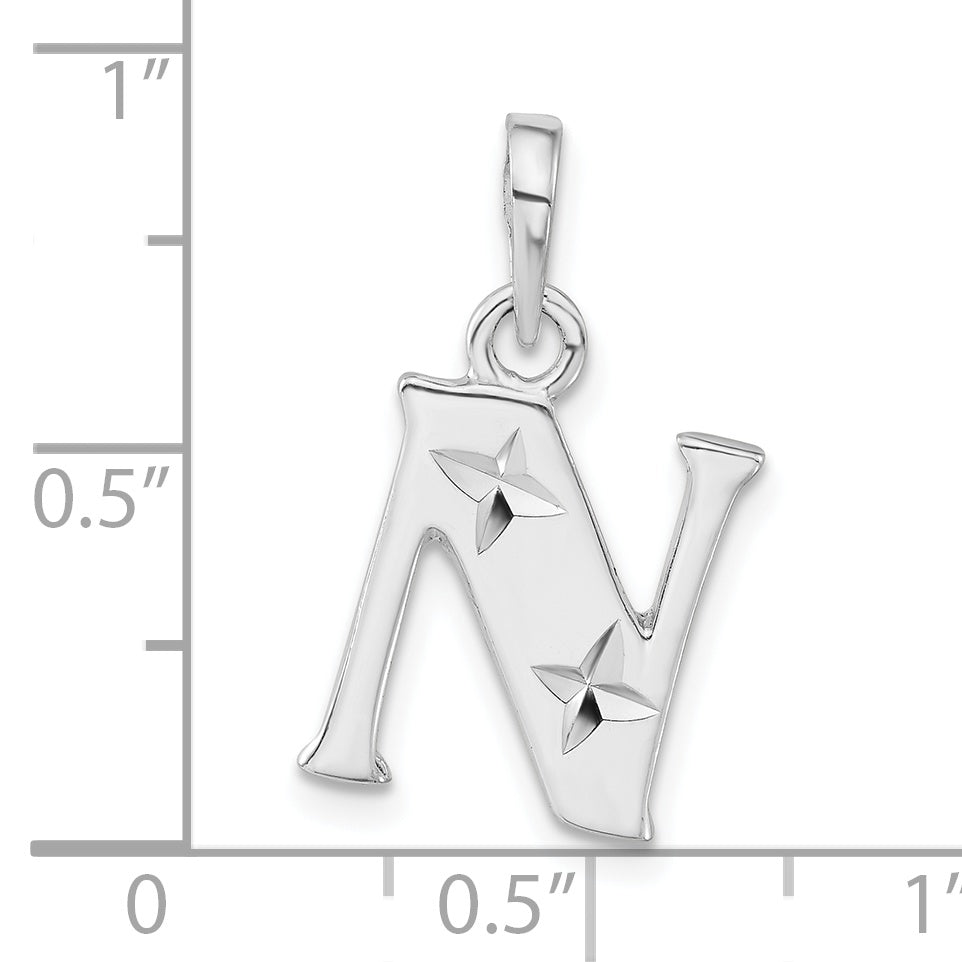 Sophia Jewelers Sterling Silver Initial N Pendant Diamond-Cut Polished Unisex