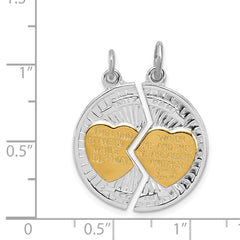 Sterling Silver Rhodium-plated & Gold-plated Polished Mizpah 2-piece Pendan