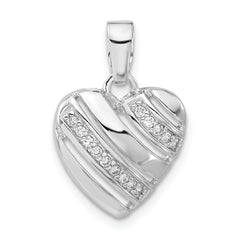 Sterling Silver Rhodium Plated CZ Heart Pendant