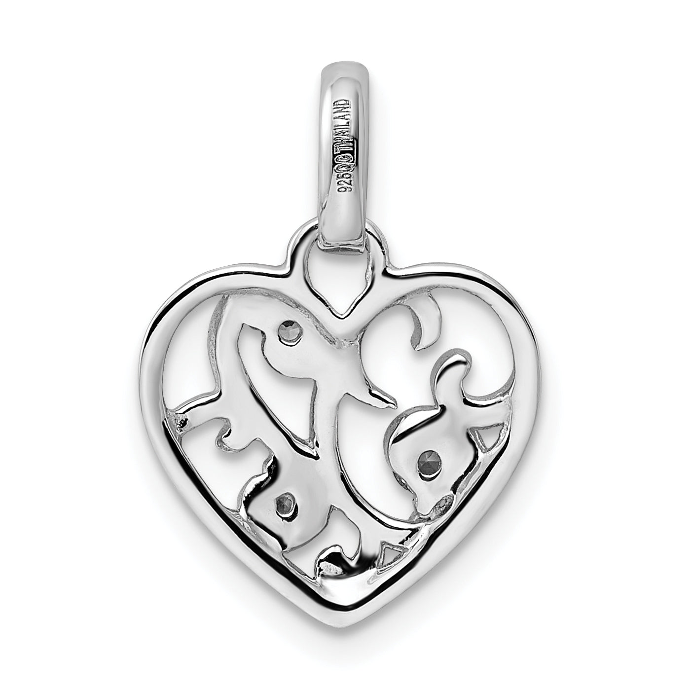 Sophia Jewelers 925 Sterling Silver CZ Heart Pendant with Rhodium Polish