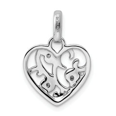 Sophia Jewelers 925 Sterling Silver CZ Heart Pendant with Rhodium Polish