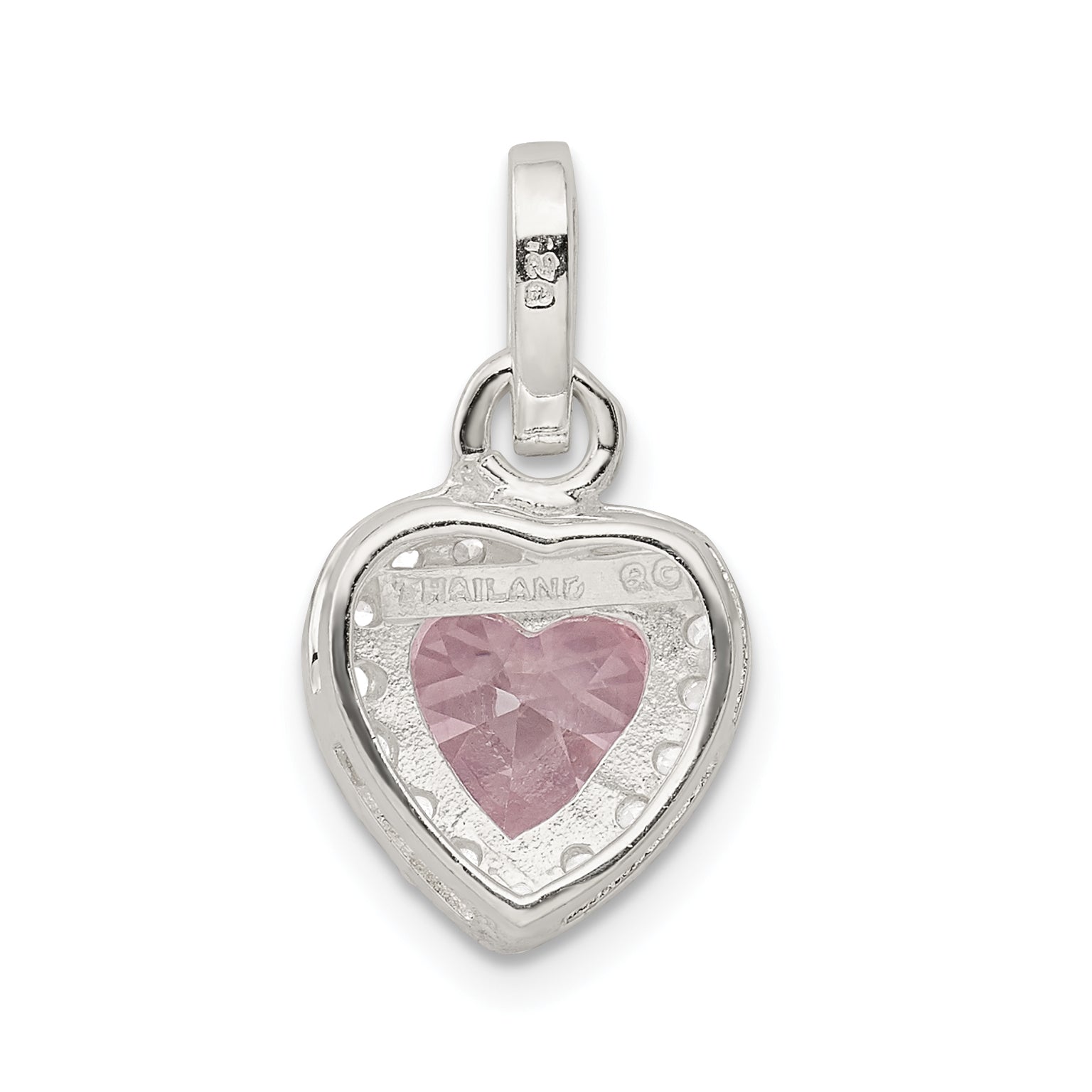 Sterling Silver 925 Heart Pendant with Clear & Pink CZ Gems