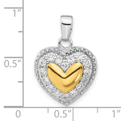 Sophia Jewelers 925 Sterling Silver Gold-Plated CZ Heart Pendant Elegant Women's Charm