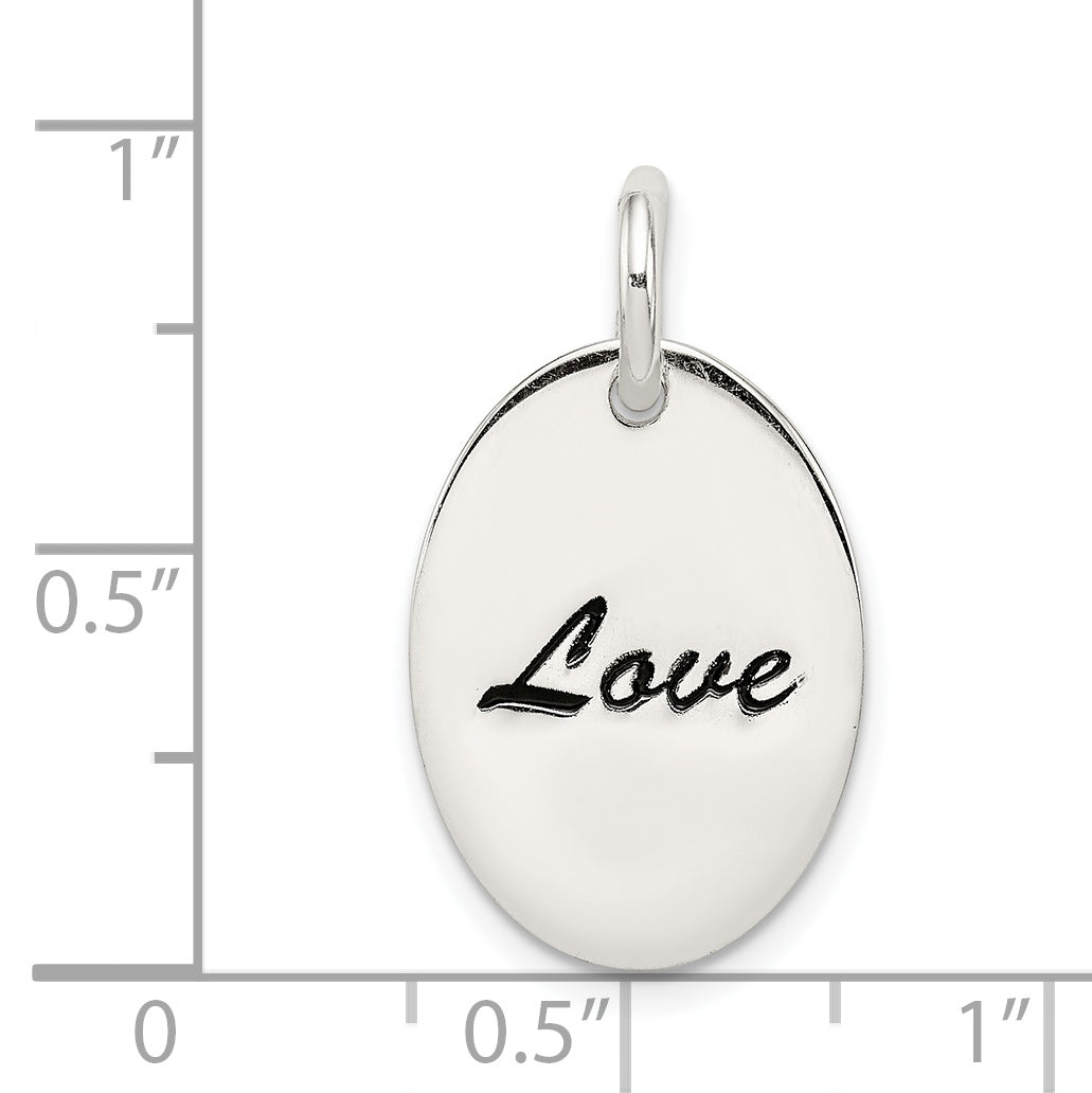 Sterling Silver Polished Enamel Love Pendant