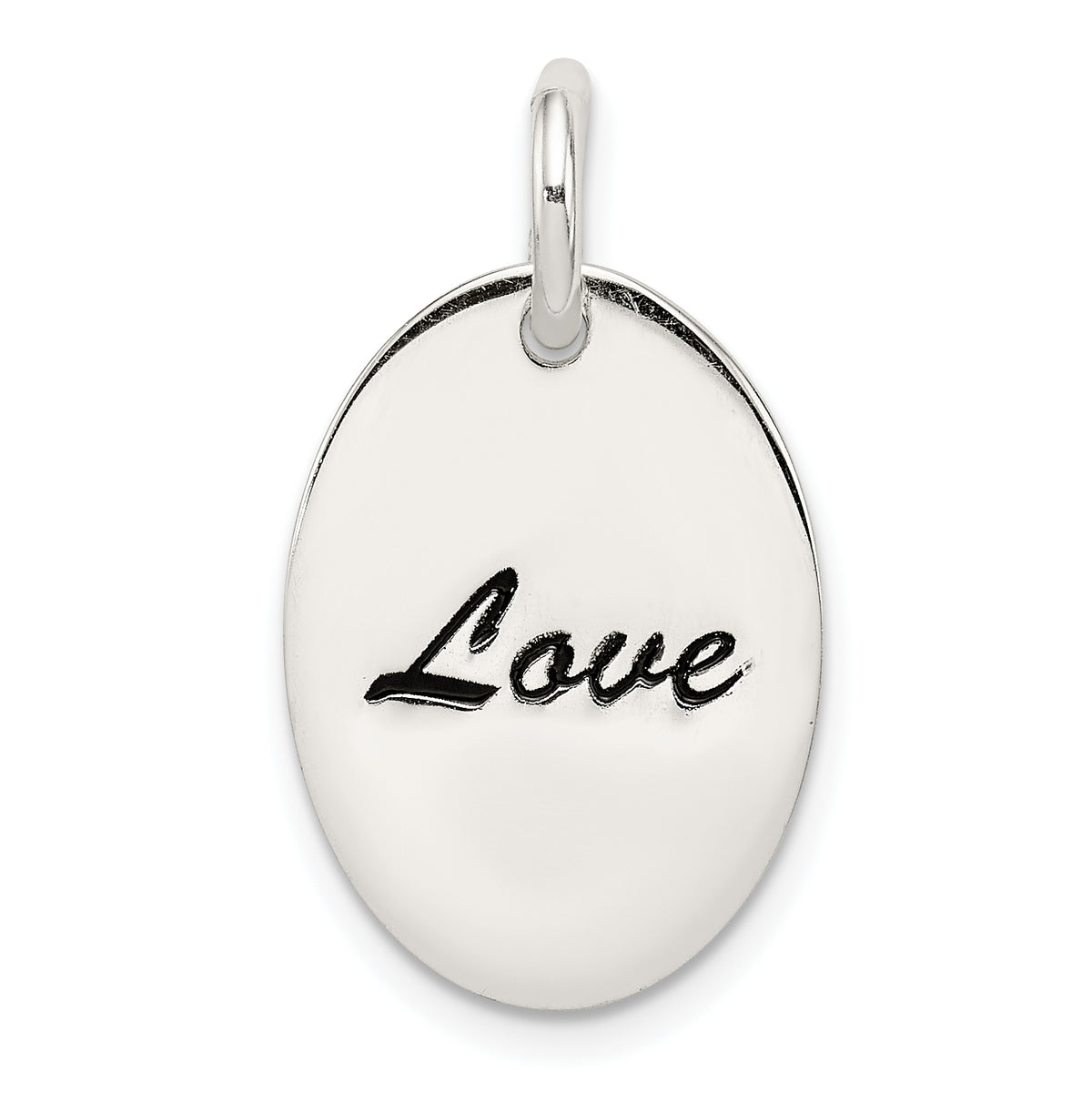 Sterling Silver Polished Enamel Love Pendant