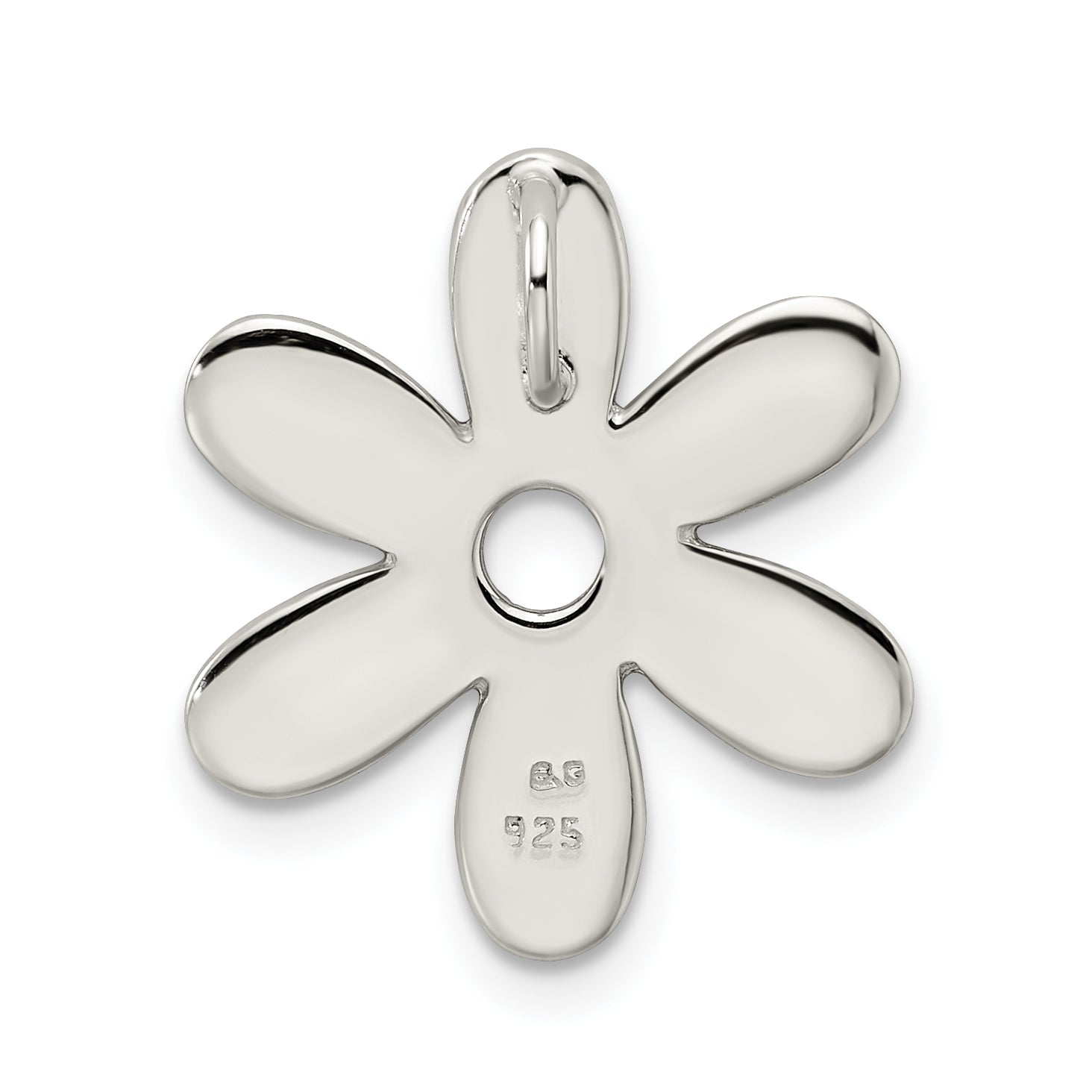 Sophia Jewelers Polished Sterling Silver Enameled Flower Pendant with Anti-Tarnish Finish