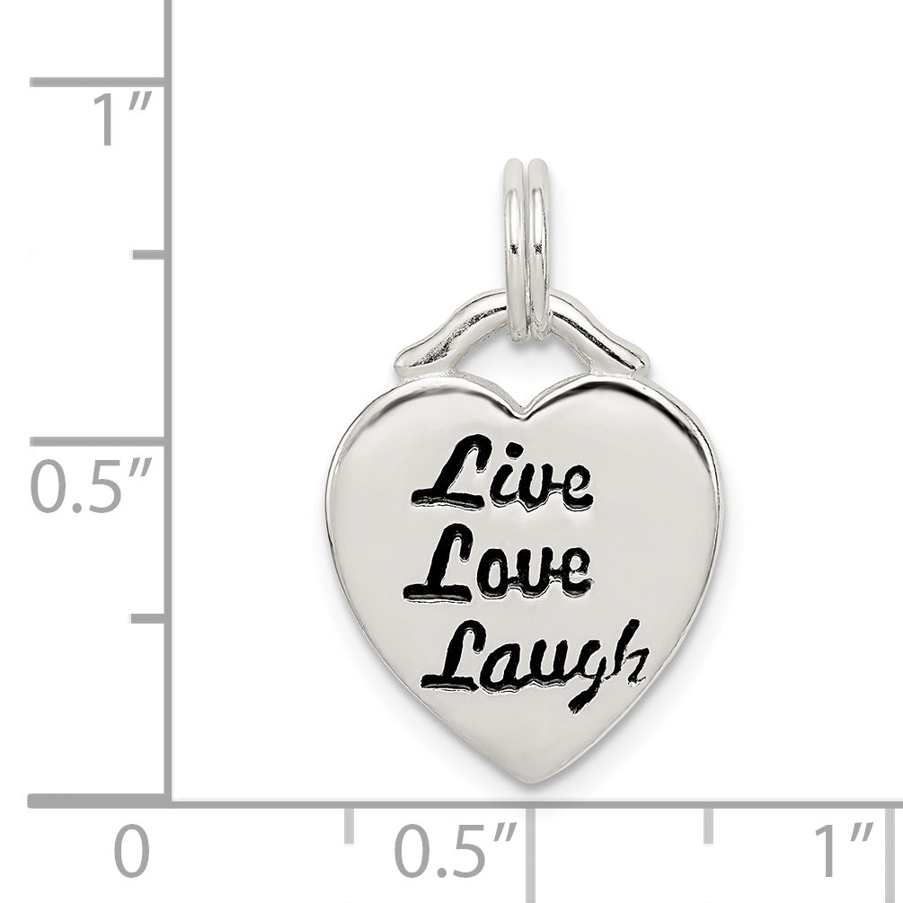 Sterling Silver LIVE LAUGH LOVE Heart Pendant