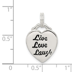 Sterling Silver LIVE LAUGH LOVE Heart Pendant