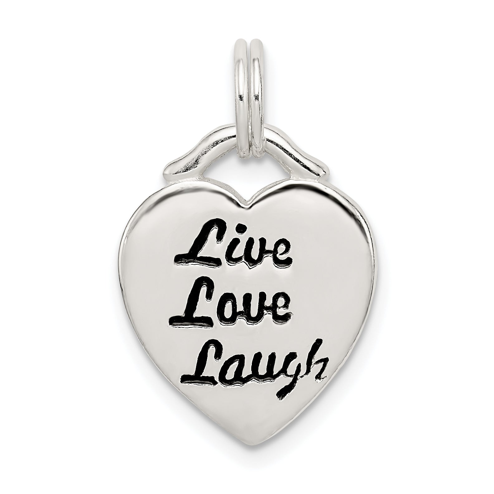 Sterling Silver LIVE LAUGH LOVE Heart Pendant