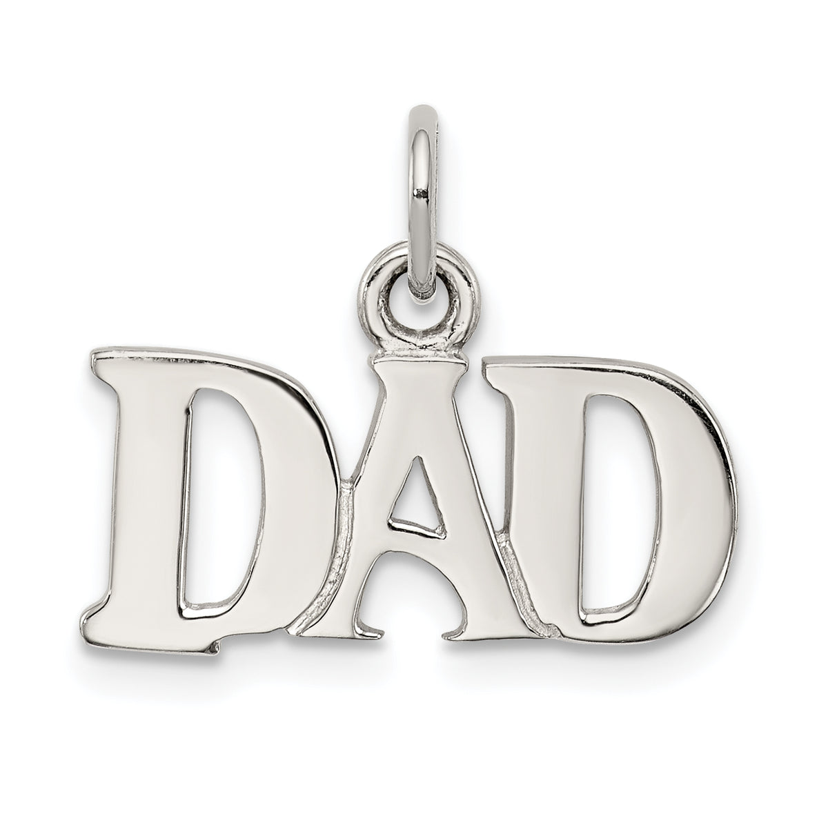 Sterling Silver Rhodium-plated Dad Charm