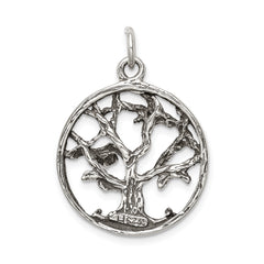 925 Sterling Silver Tree Charm with Polished Finish  Vintage Inspired