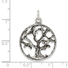 925 Sterling Silver Tree Charm with Polished Finish  Vintage Inspired