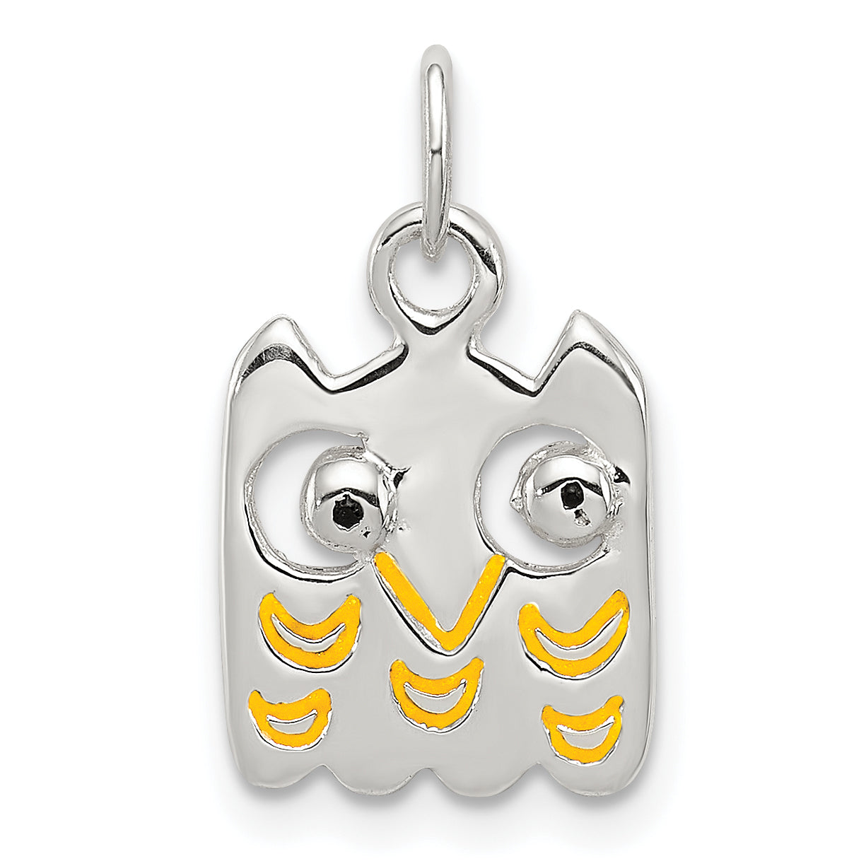 Sterling Silver Yellow Enameled Owl Charm