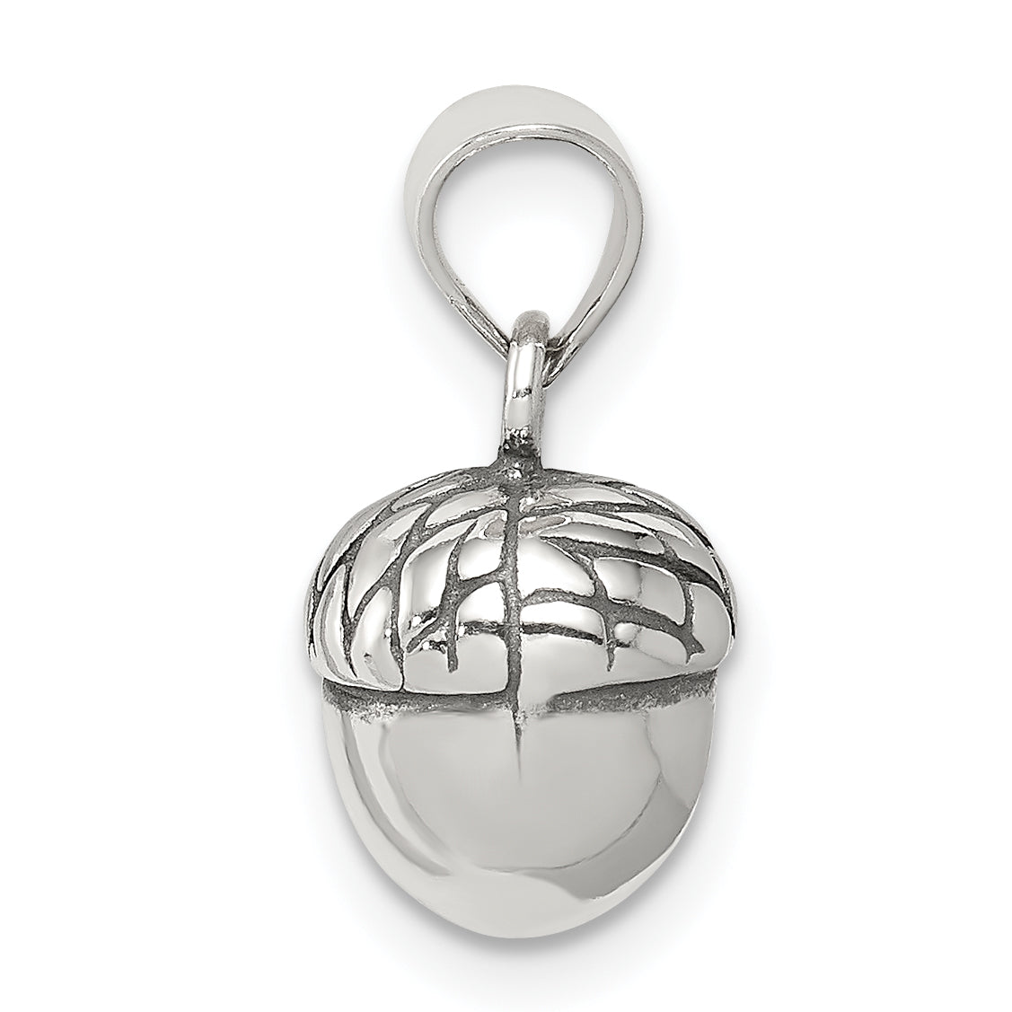 Sophia Jewelers Sterling Silver Acorn Pendant with Antiqued Vintage Charm