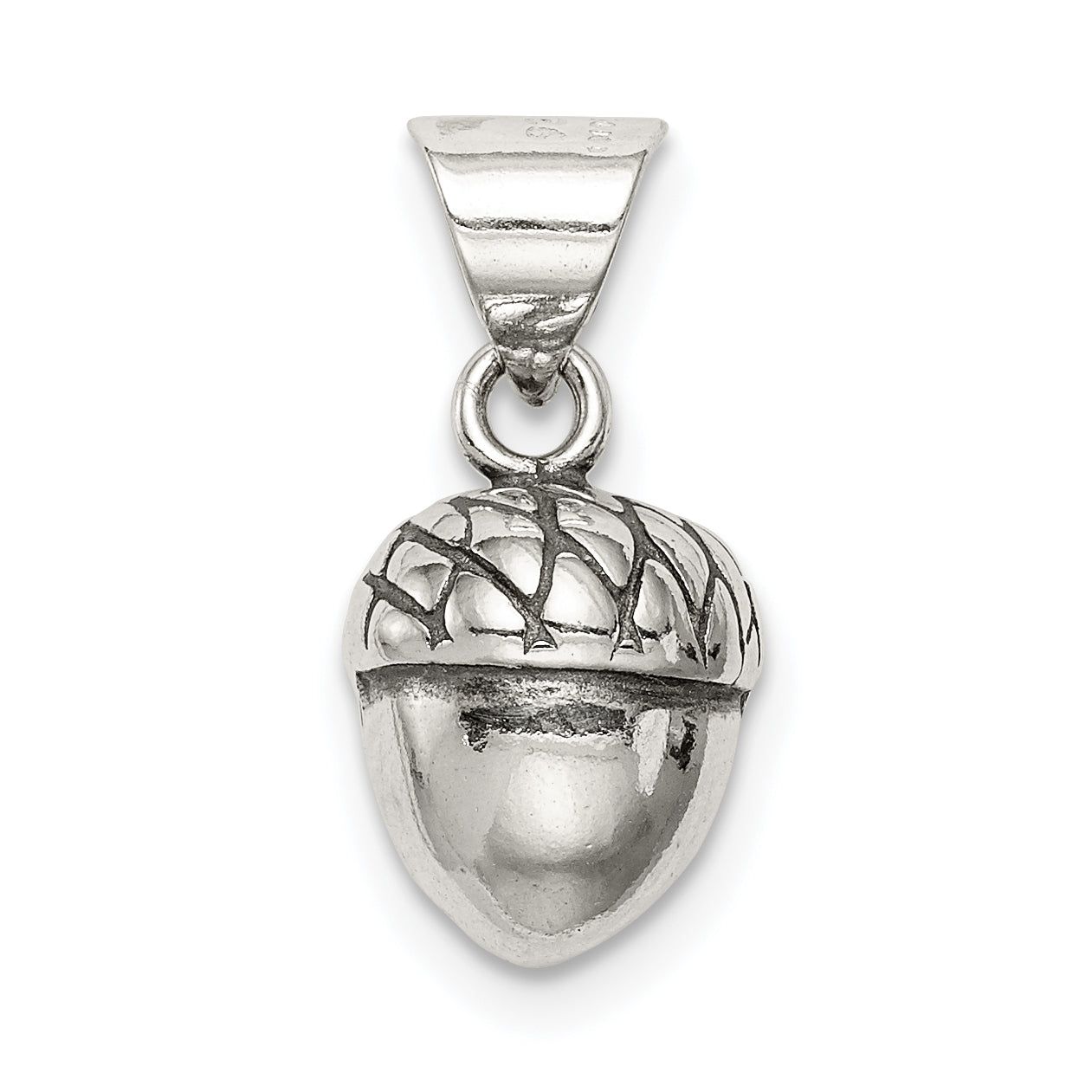 Sophia Jewelers Sterling Silver Acorn Pendant with Antiqued Vintage Charm