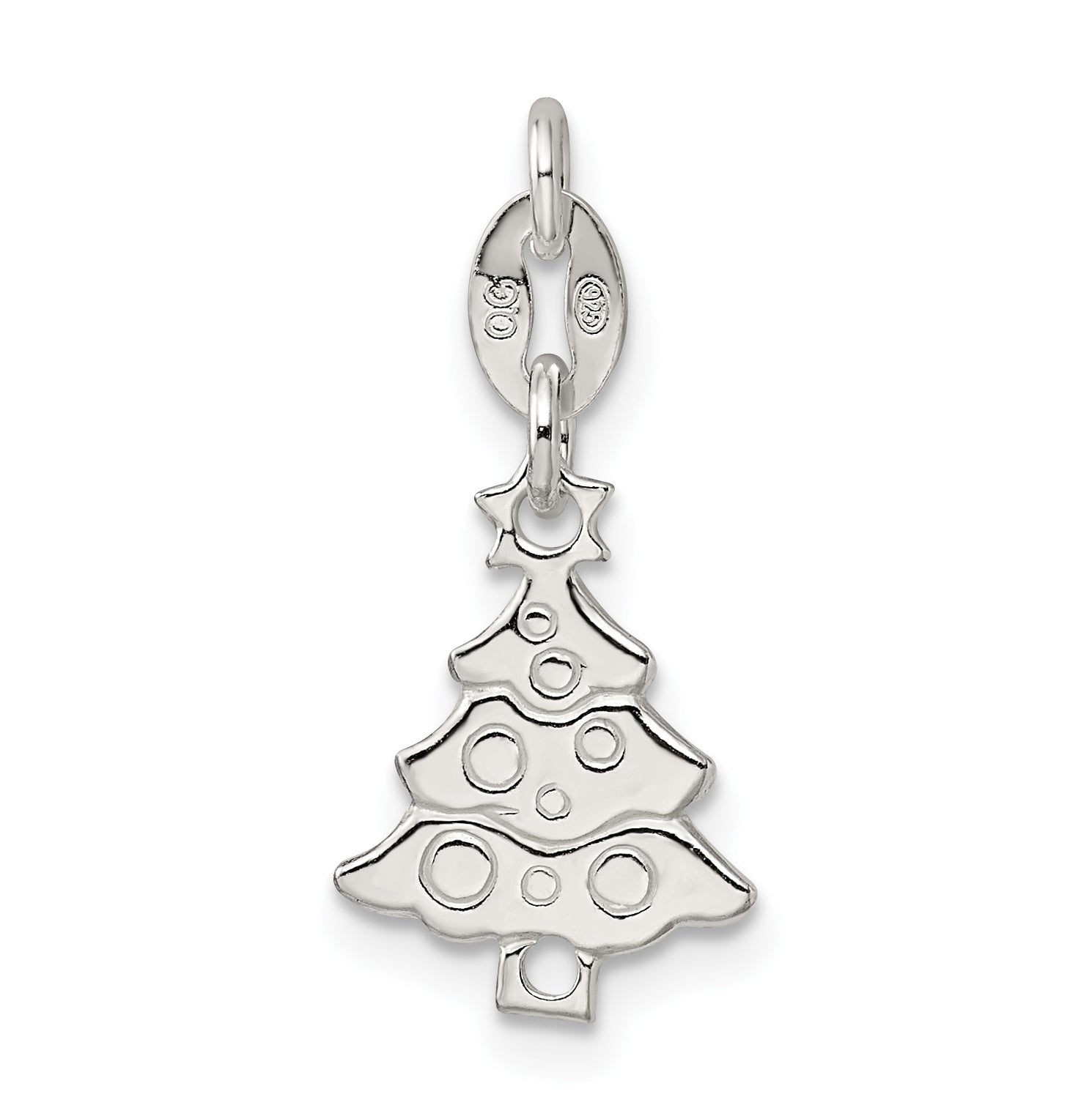 Sophia Jewelers Solid Sterling Silver Christmas Tree Charm with Polished Finish