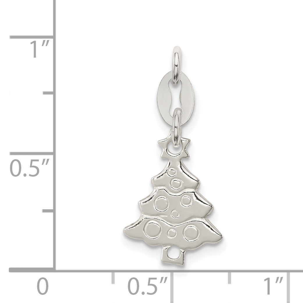 Sophia Jewelers Solid Sterling Silver Christmas Tree Charm with Polished Finish