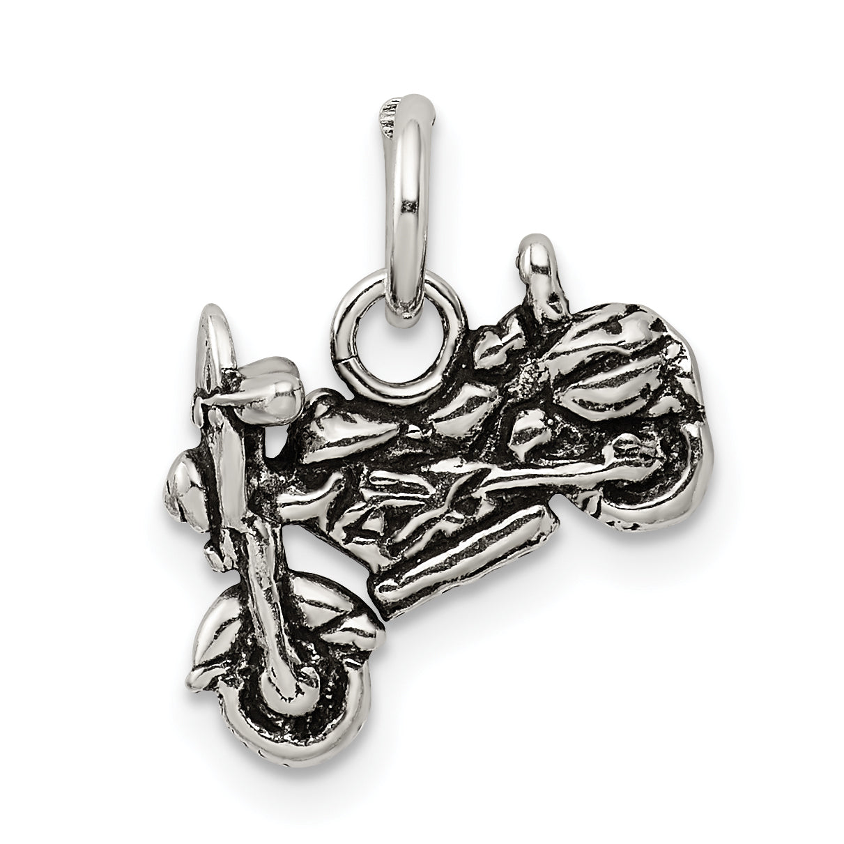 Sophia Jewelers 925 Sterling Silver Antiqued 3D Motorcycle Charm Pendant