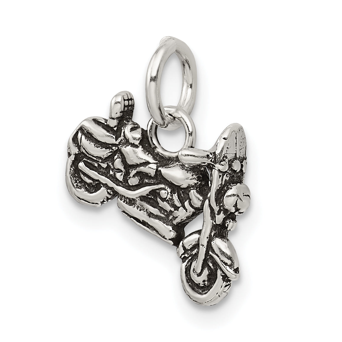 Sophia Jewelers 925 Sterling Silver Antiqued 3D Motorcycle Charm Pendant