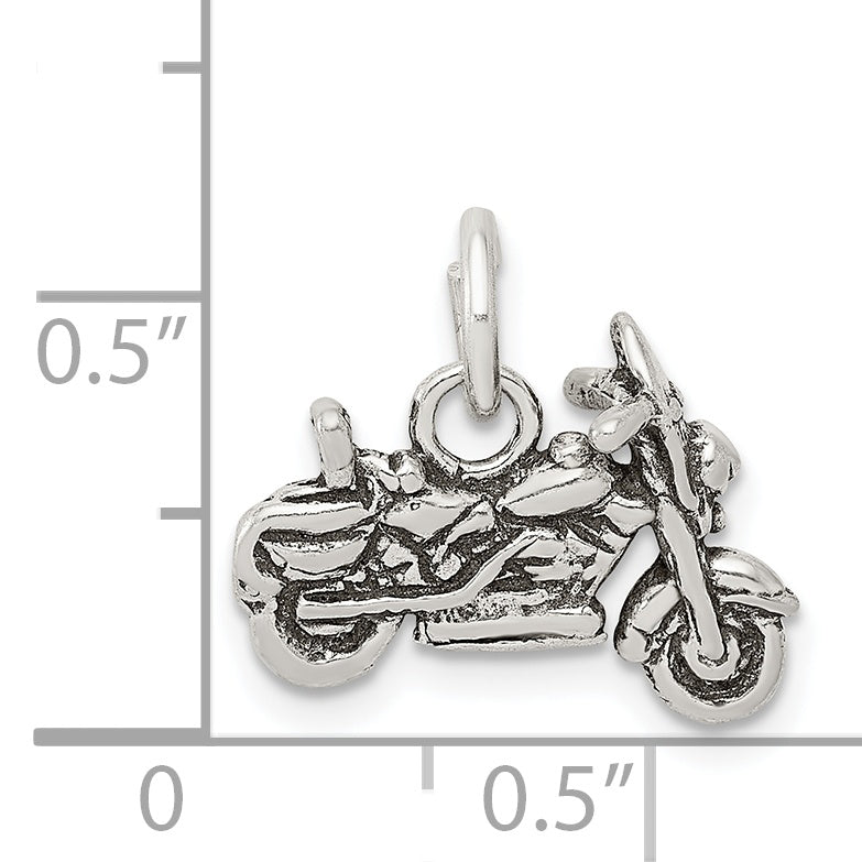 Sophia Jewelers 925 Sterling Silver Antiqued 3D Motorcycle Charm Pendant