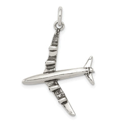 Sophia Jewelers Sterling Silver 925 Antiqued 3D Airplane Charm for Men