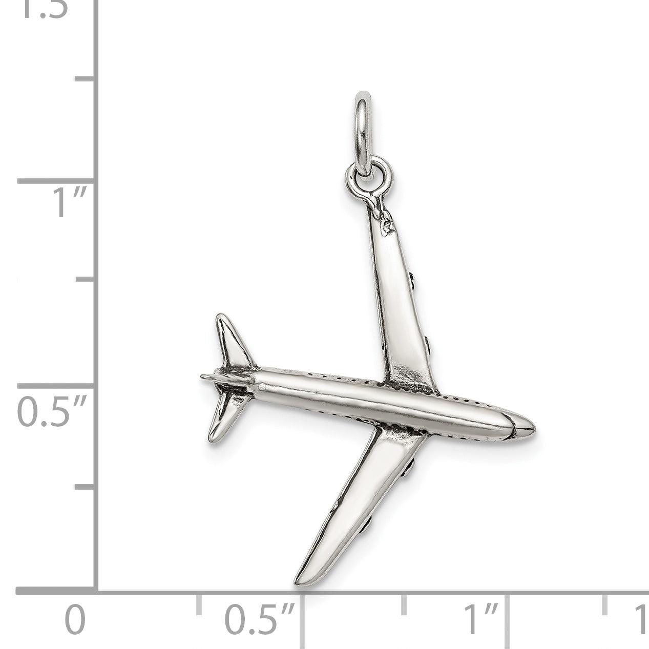 Sophia Jewelers Sterling Silver 925 Antiqued 3D Airplane Charm for Men