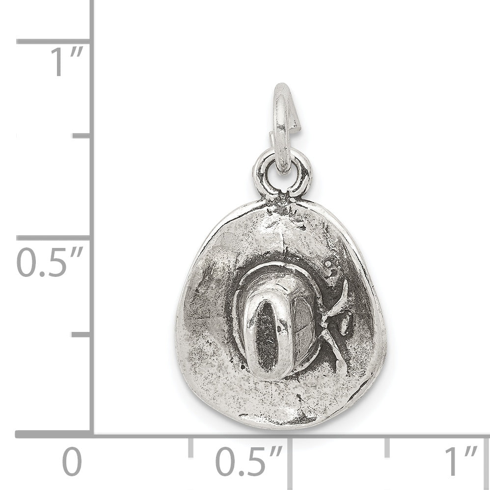 Sterling Silver Antiqued Cowboy Hat Charm