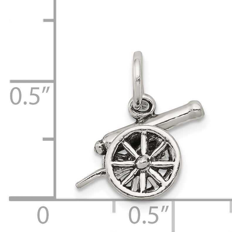 Sterling Silver Antiqued Cannon Charm