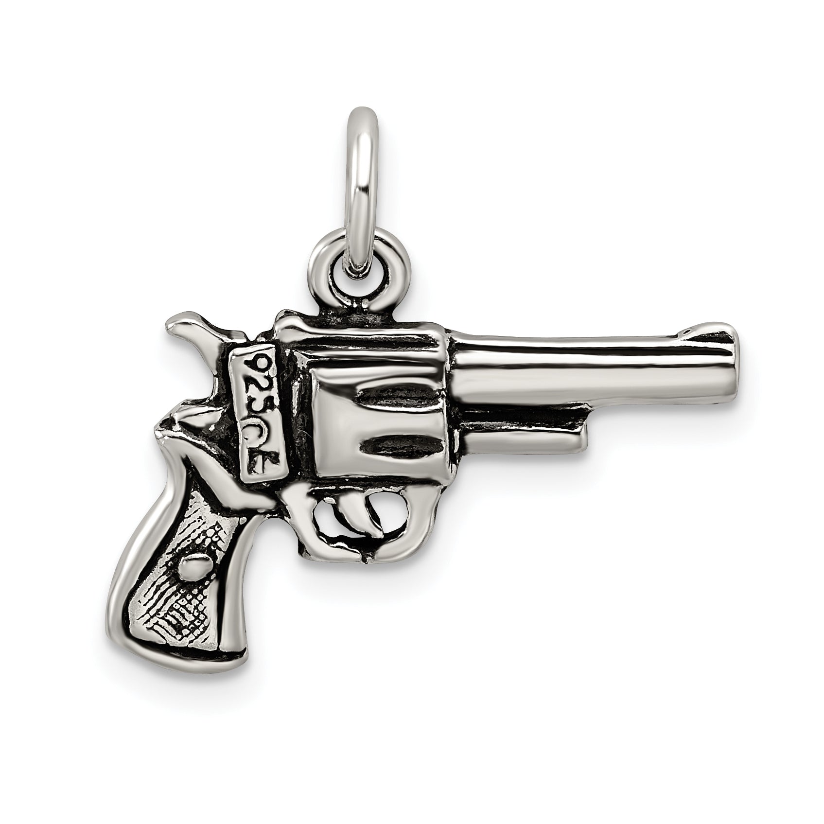 Sterling Silver Antiqued Pistol Charm