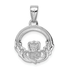 Sterling Silver 925 Claddagh Pendant with Clear CZ Elegance by Sophia