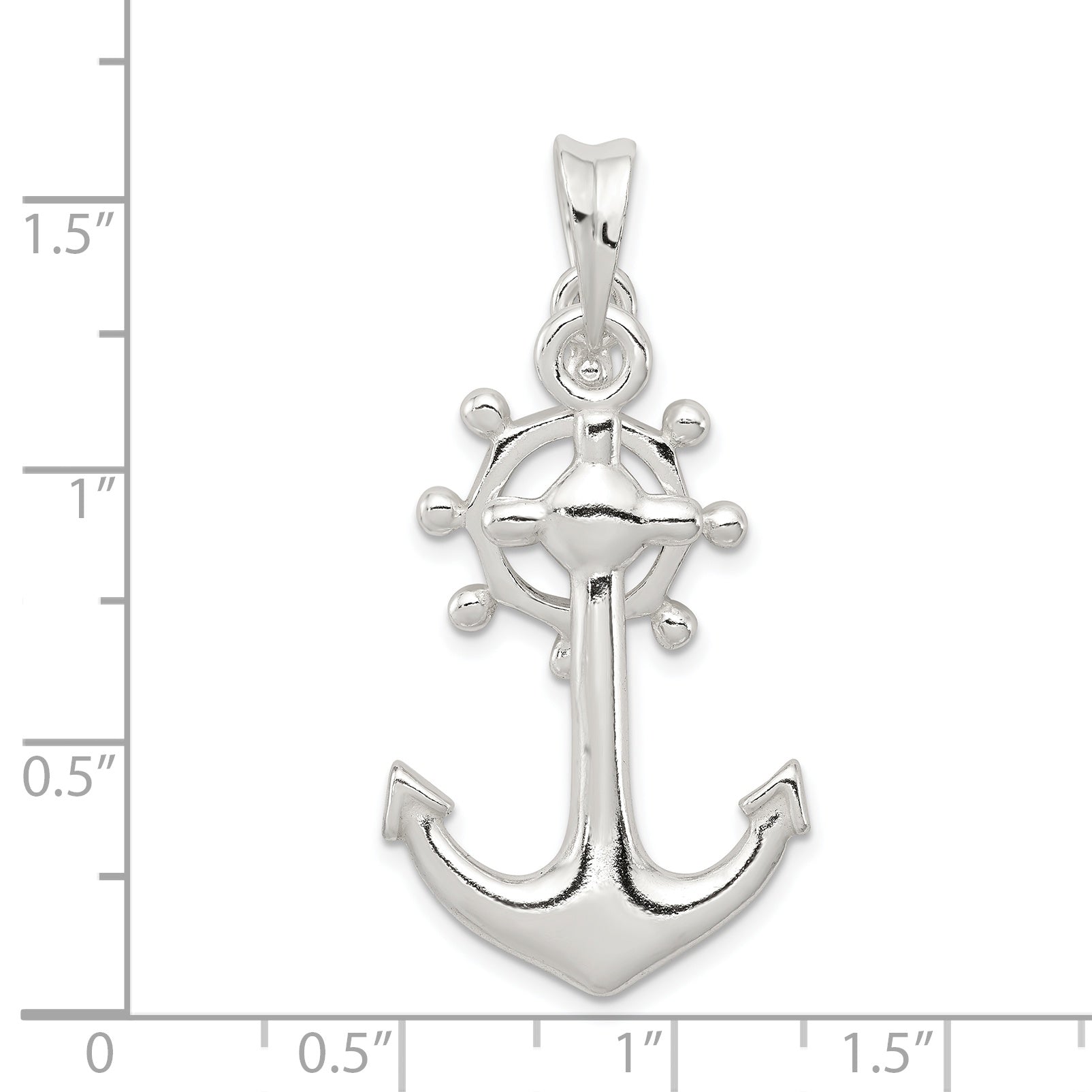 Men's Sterling Silver 925 Anchor Pendant with Polished Finish