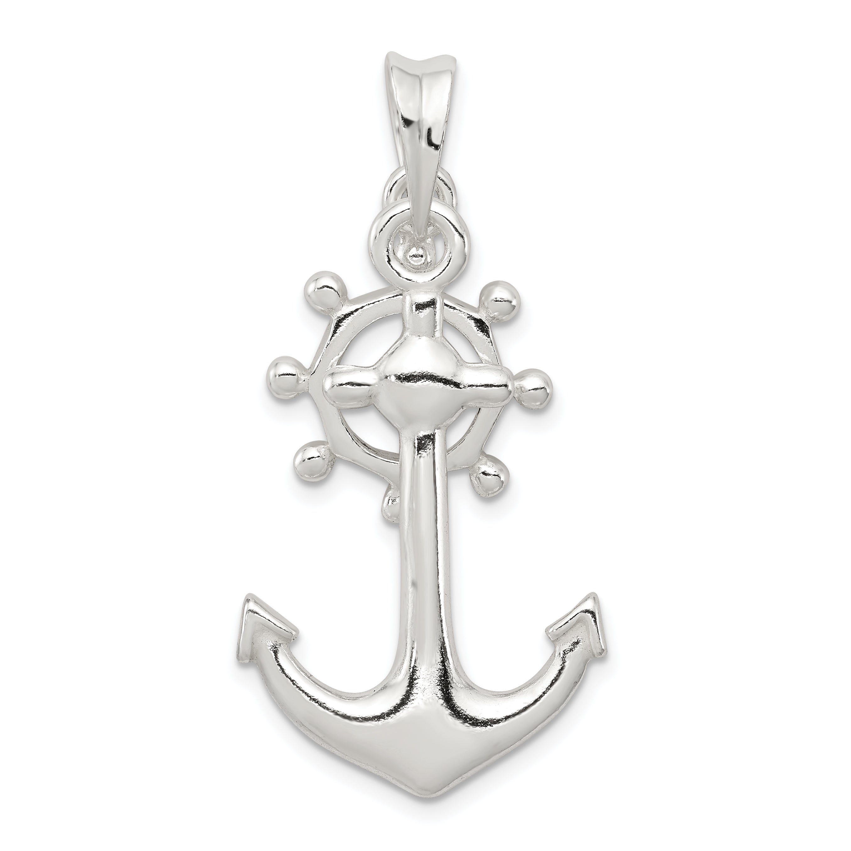 Sterling Silver Polished Anchor Pendant