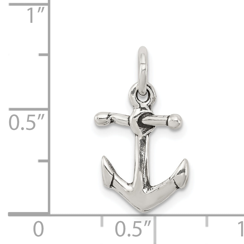 Sterling Silver 925 Anchor Charm with Antique Finish - Nautical Elegance