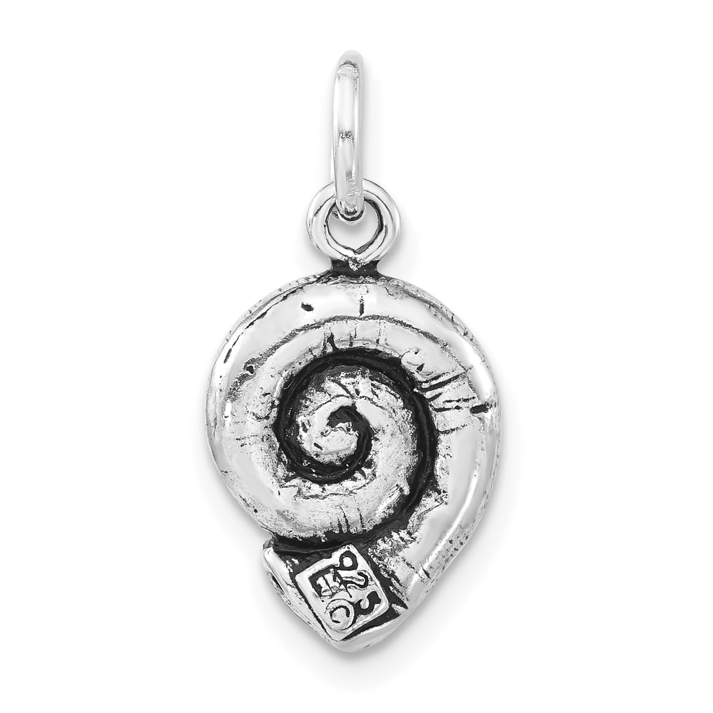 Sophia Jewelers 925 Sterling Silver 3D Antiqued Seashell Charm