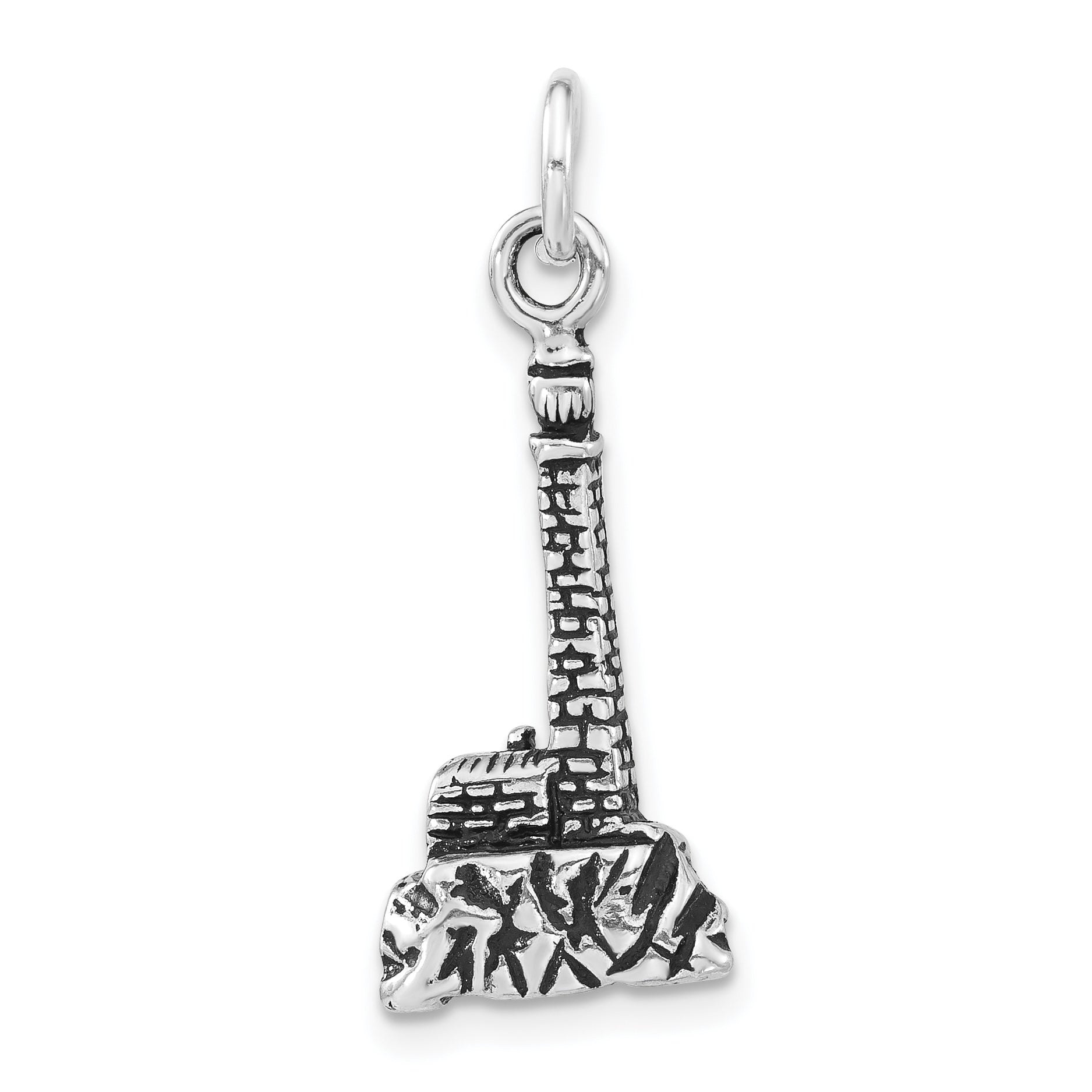 Sophia Jewelers 925 Sterling Silver 3D Lighthouse Charm Unisex Antiqued Finish