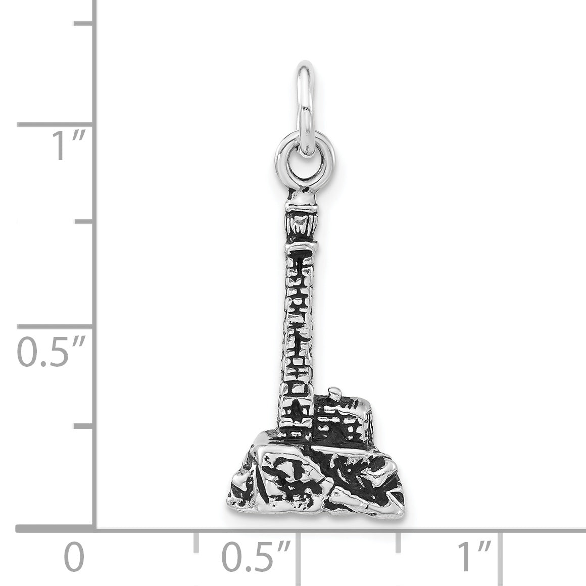 Sophia Jewelers 925 Sterling Silver 3D Lighthouse Charm Unisex Antiqued Finish