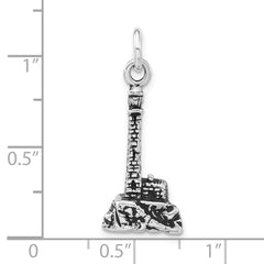 Sophia Jewelers 925 Sterling Silver 3D Lighthouse Charm Unisex Antiqued Finish