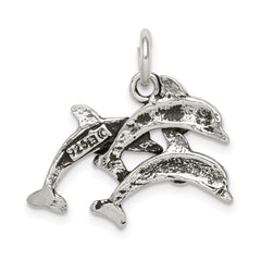 Sophia Jewelers Men's Antiqued Sterling Silver Dolphin Charm