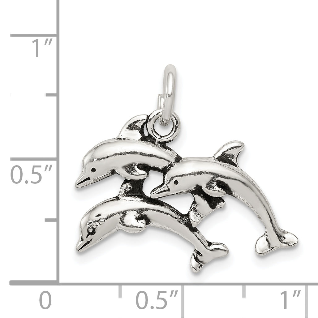 Sophia Jewelers Men's Antiqued Sterling Silver Dolphin Charm