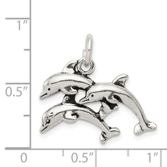 Sophia Jewelers Men's Antiqued Sterling Silver Dolphin Charm