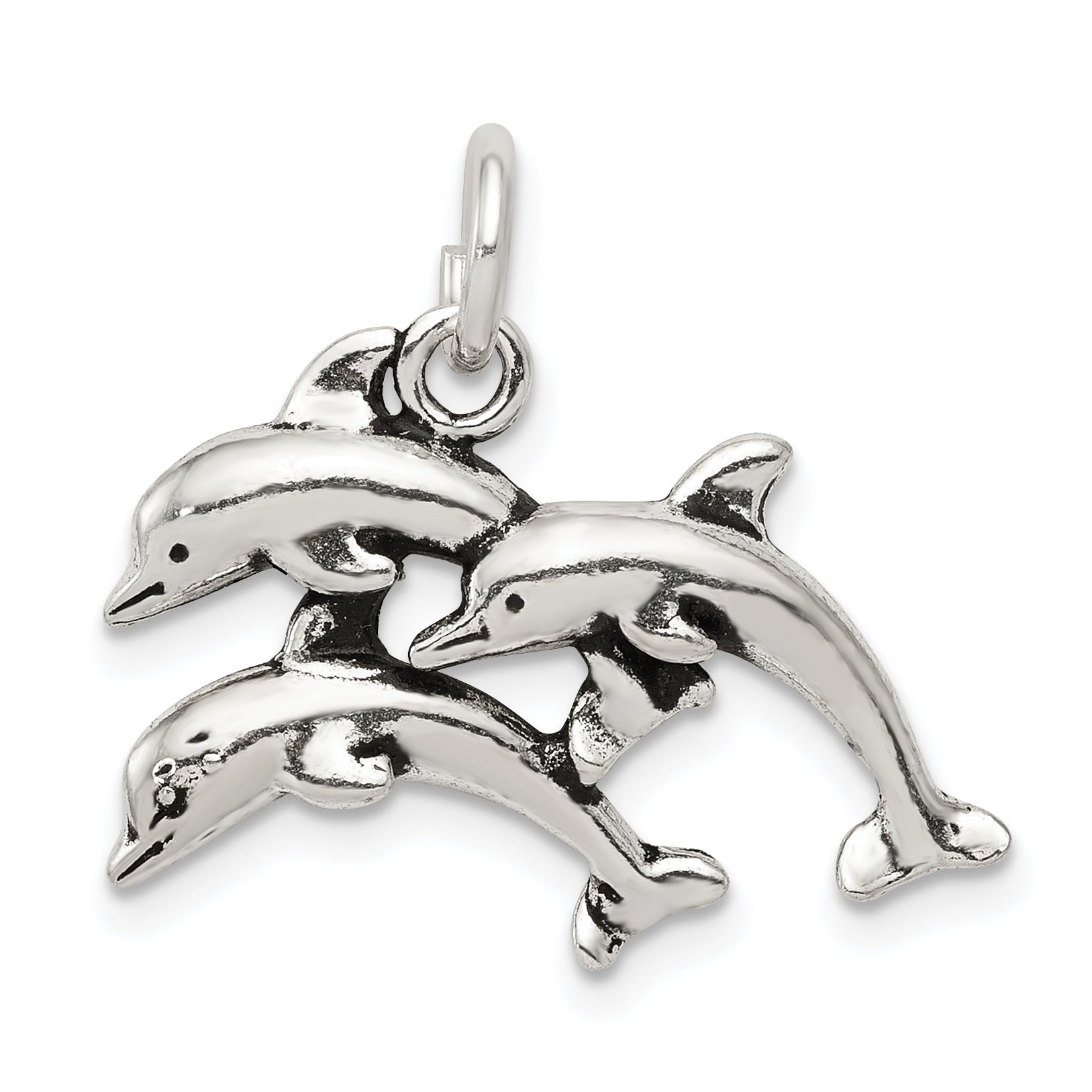 Sterling Silver Antiqued Dolphin Charm